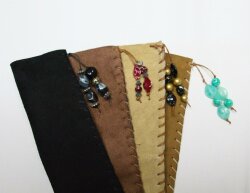 Housse de protection pour rabot ou râpe à sabot-Suède avec de belles perles Marron Standard Perles multicolores
