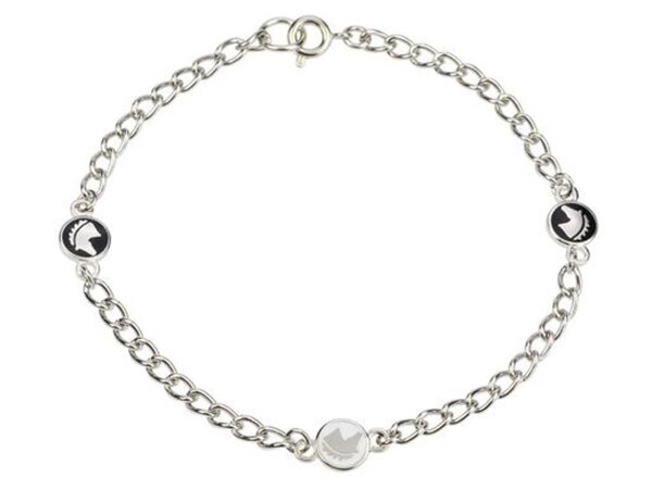 Bracelet avec des têtes de cheval en cuivre ennobli en surface en noir et blanc