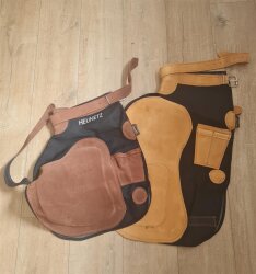 CG HEUNETZE Tablier Cordura avec garniture en cuir rembourré Court Camel